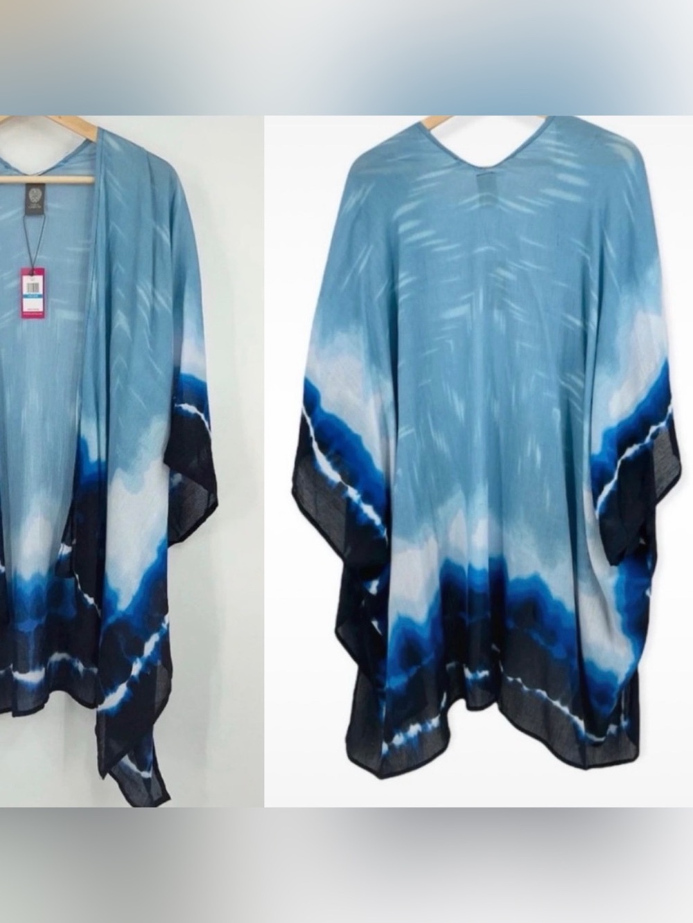 ♥️ Light Blue and Navy Tie-Dye Kimono, Vince Camuto